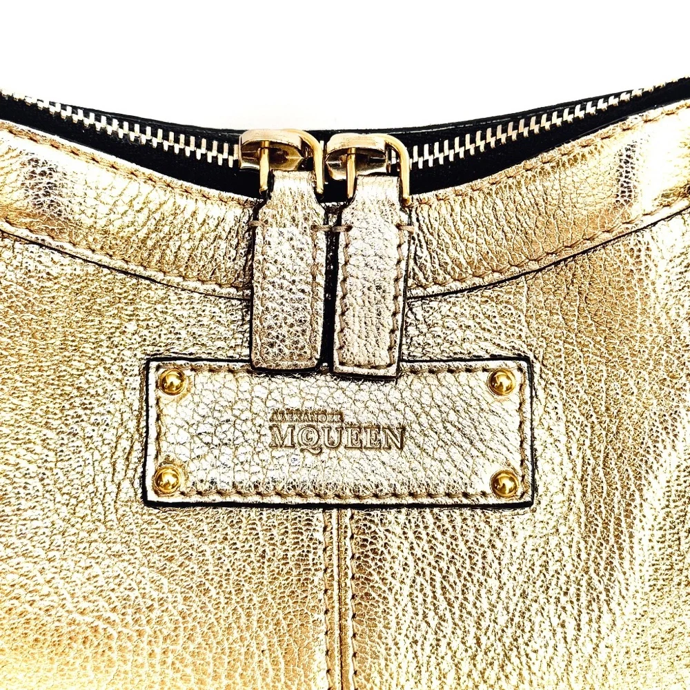 Alexander McQueen Metallic Lambskin Light Gold De Manta Clutch